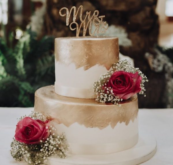 Golden Flat Brush Cake
